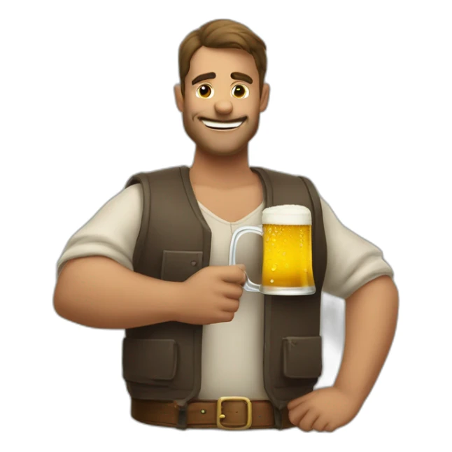 beauf avec une bière dans la main et chauve sticker