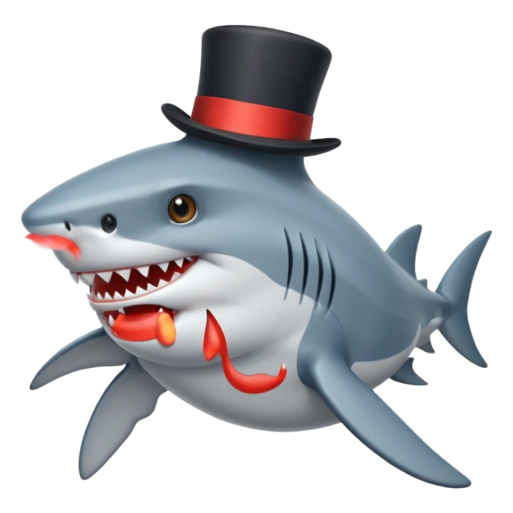 Shark with a top hat and big foot sticker