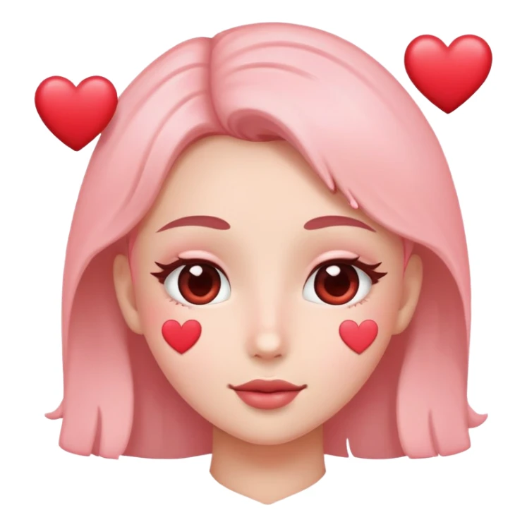 Blush with heart eyes with hearts around it sticker