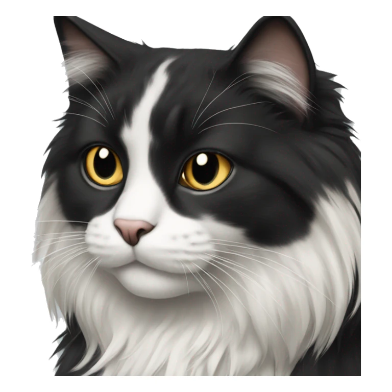 black and white longhair cat sticker