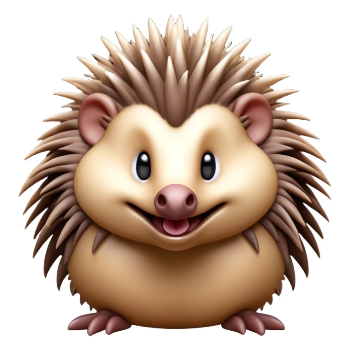 Cinematic Comical Echidna Portrait Emoji, Head tilted dramatically with an exaggeratedly amused expression, featuring a quirky, spiky fur with a scrunched-up face and wide, expressive eyes full of playful disbelief, Simplified yet hilariously expressive features, highly detailed, glowing with a slightly sassy glow, high shine, dramatic yet playful, stylized with an air of cheeky mischief, bright and endearing, soft glowing outline, capturing the essence of a spirited and over‐the‐top echidna, so meme‐worthy it feels like it could prick its way into internet fame instantly! sticker