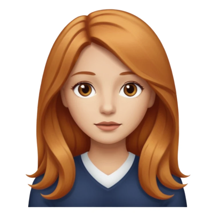 girlfriend with long dark strawberry blonde hair middle part with brown eyes sticker