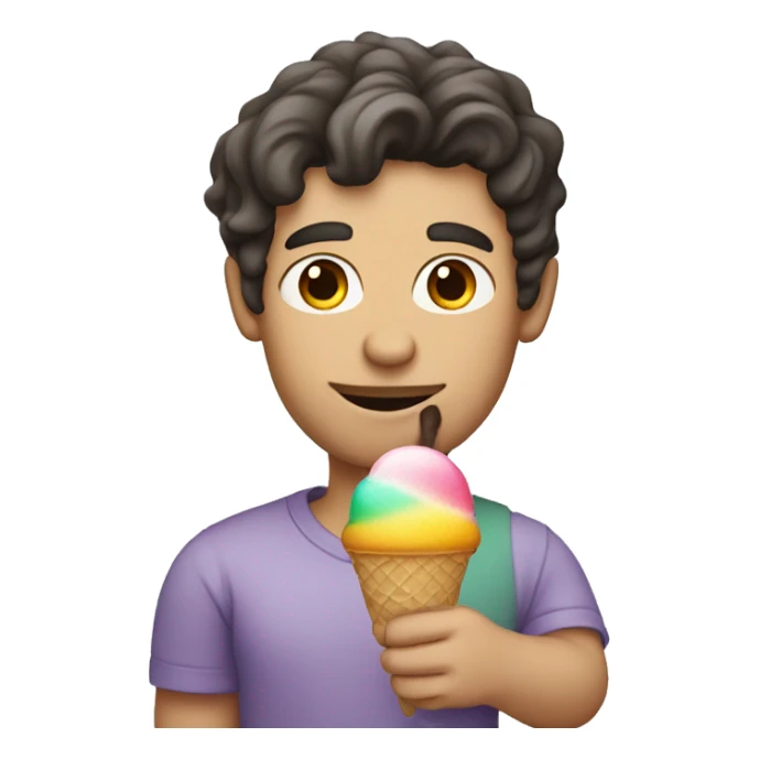 A white guy with dark hair holding a sherbet ice cream sticker