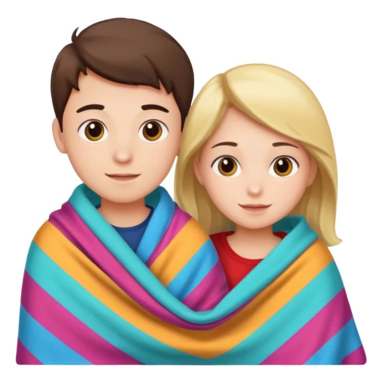Boy and girl carrying blanket for sell sticker