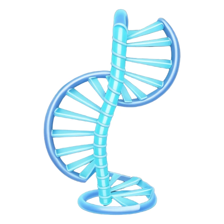 A single helical ribbon representing mRNA, twisting smoothly like a corkscrew or spiral staircase but with only one ribbon; no ladder rungs, no paired bases, no second strand.  Focus on one continuous strand only.” sticker