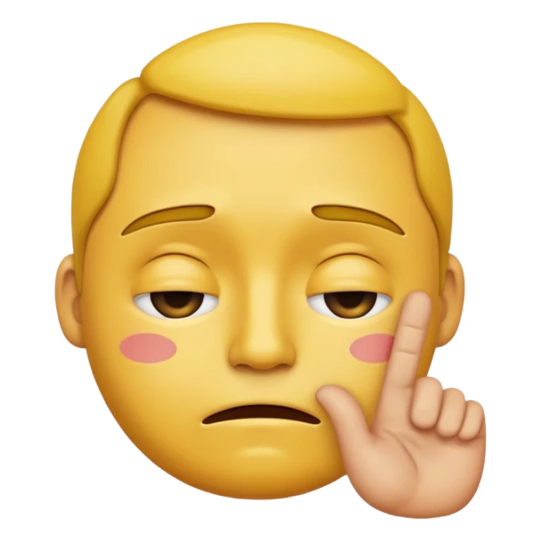 disappointed yellow face emoji with hand up eyes closed looking down  sticker