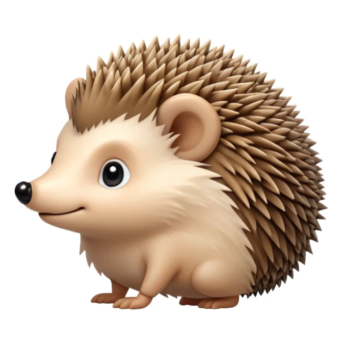 small cute hedgehog with round body, short spines, pointed nose and tiny legs sticker