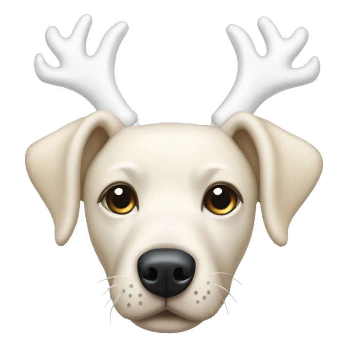 White Labrador wearing antlers dark blue sticker
