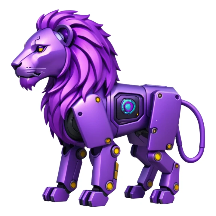 glitter mech lion purple cyberpunk sticker