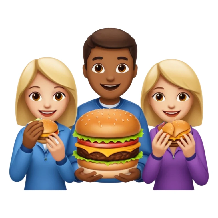 A group of hungry people eating burgers. sticker