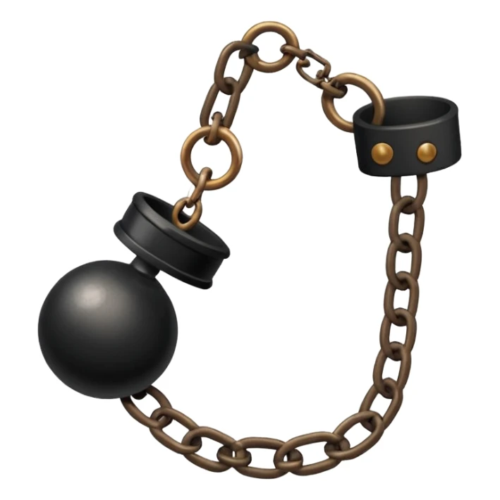ball and chain with ankle cuff black simple no shoes sticker