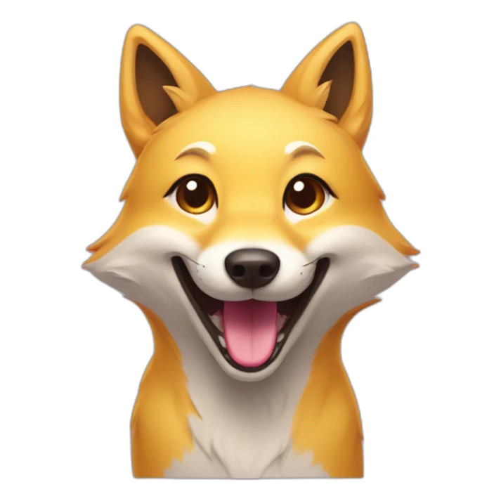 yellow fox dog hybrid smiling tongue out sticker