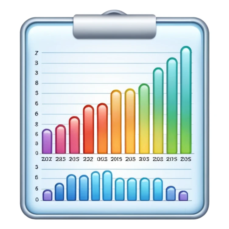 ios style emoji for report sheet consisting graph/ charts with sparkle around the report , no numbers or text sticker