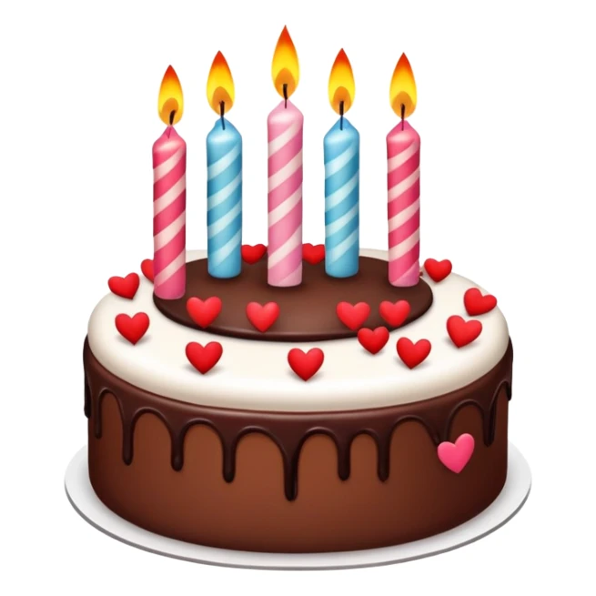 anniversary cake emoji, candles, hearts, festive, cheerful sticker