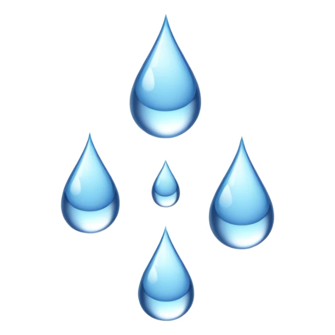 3 water droplets stack on top of each other vertically with two water droplets on the sides; 5 droplets total sticker
