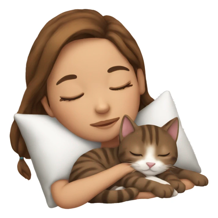 Cute cat sleeping with brown hair girl sticker