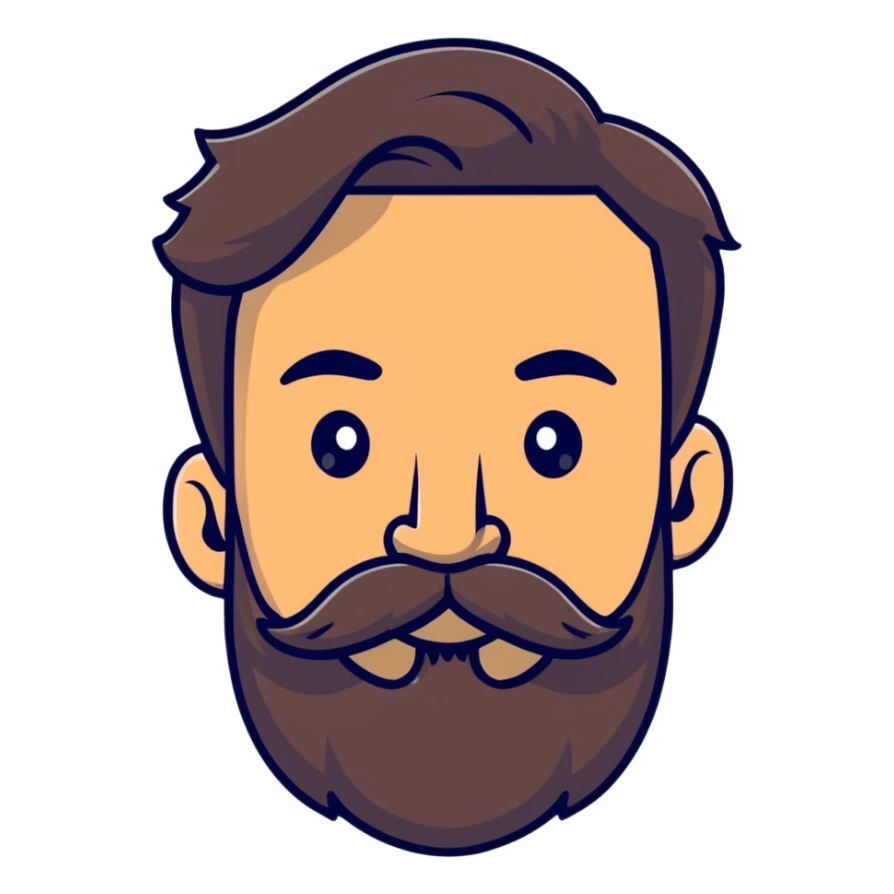 bearded man with mustache and connected bushy eyebrows sticker