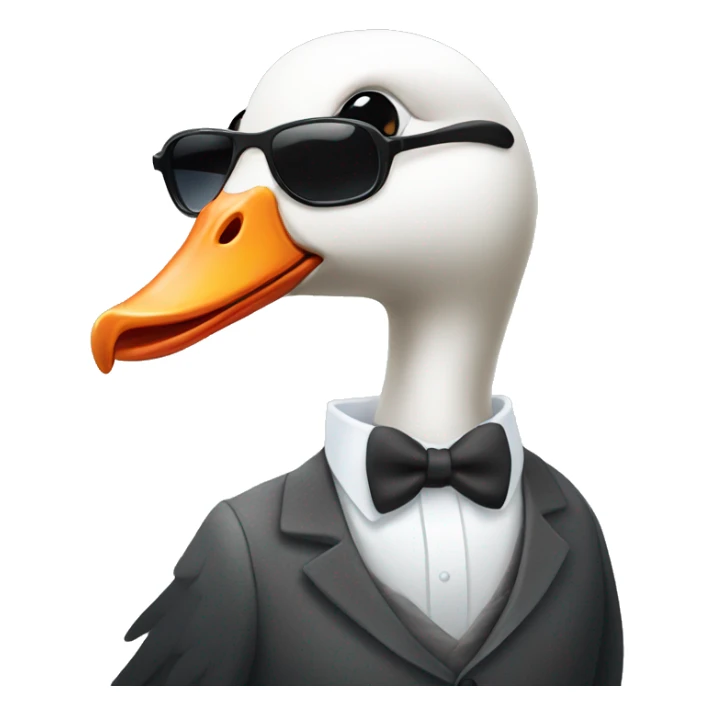 A white goose with sunglasses and a suit. sticker