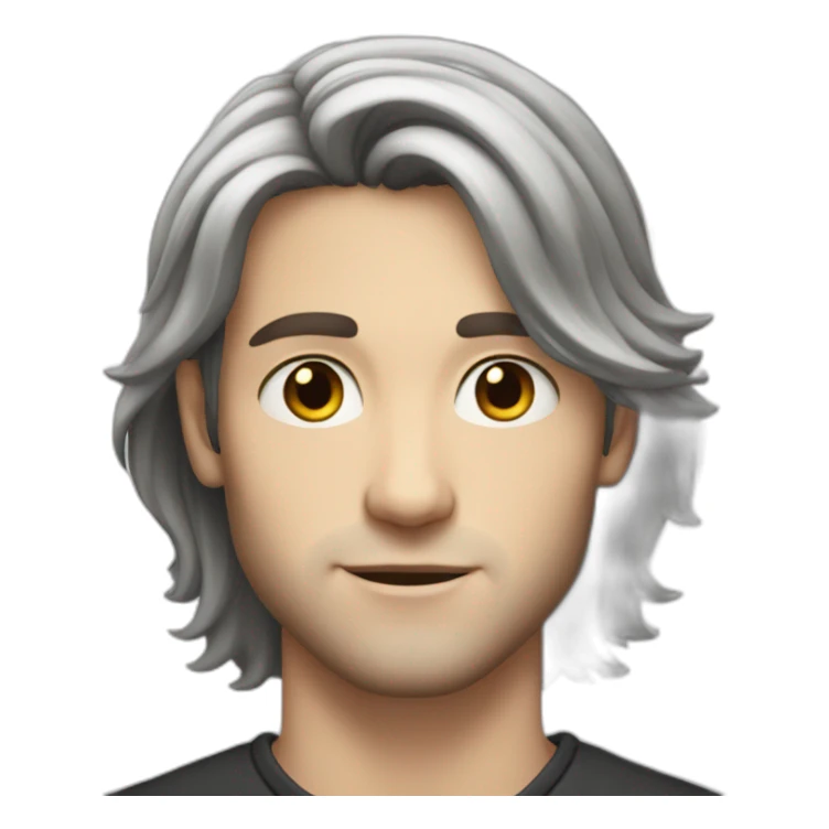 Handsome white boy almost 30 years old, black long hair sticker