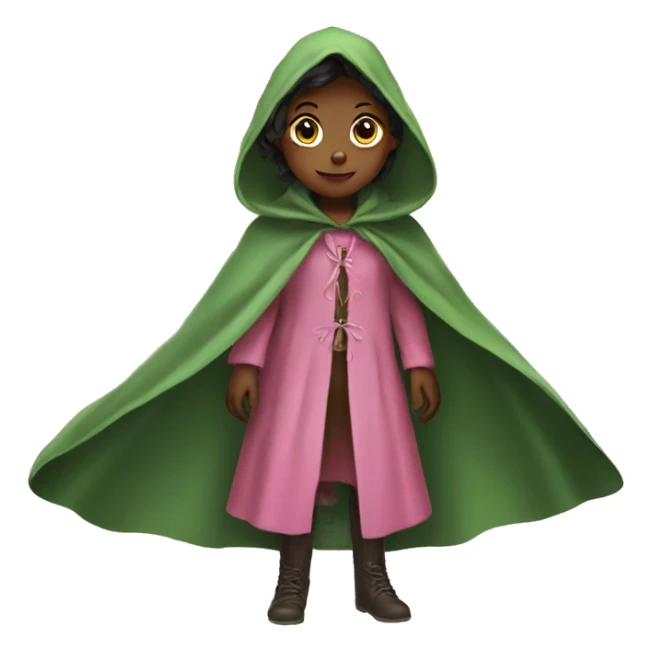 green cloak pink girl  sticker