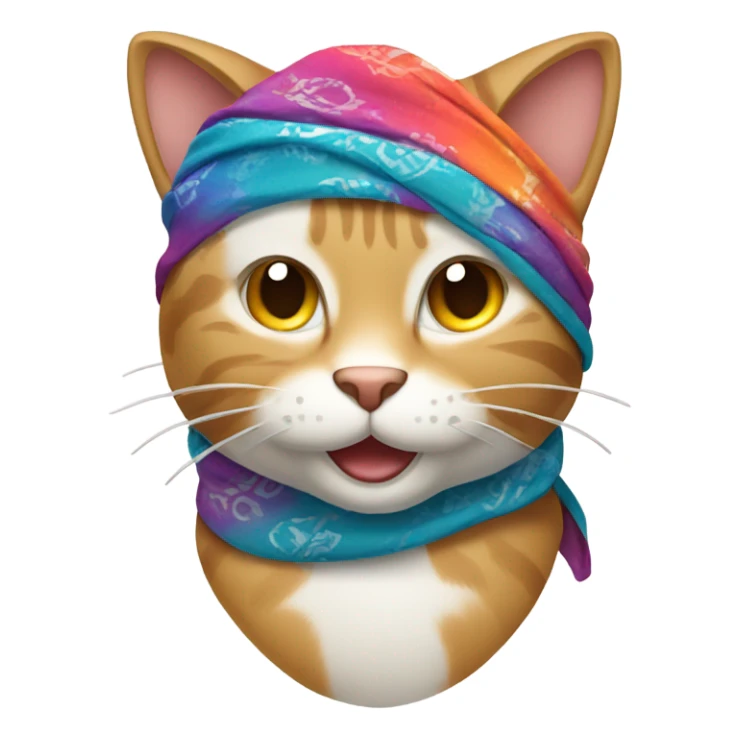 smirk cat emoji with bandanna  sticker