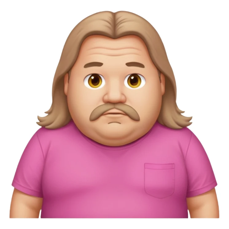 Long hair fat men in pink t-shirt sticker