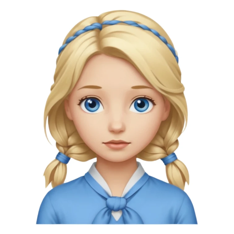 blonde girl with tied hair and blue eyes sticker