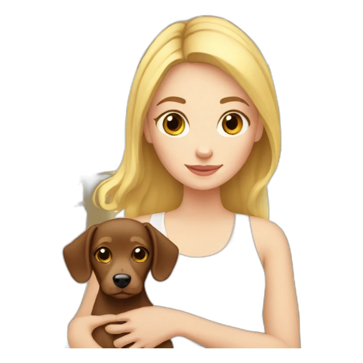 white girl with light eyes and her little teckel dog sticker
