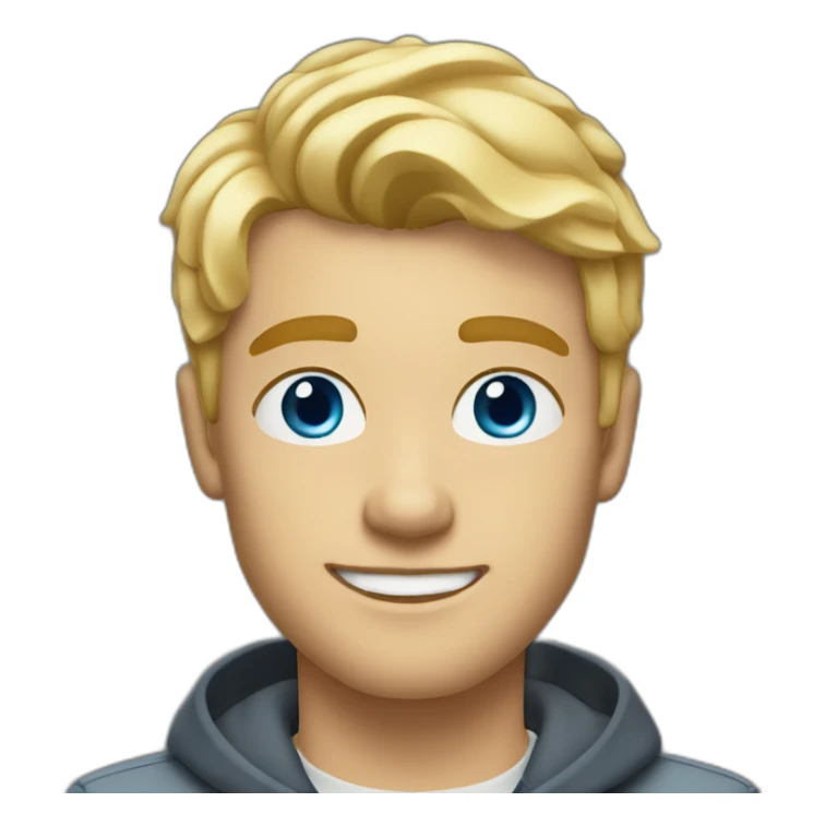 young blond man with hairspray with short hair, light beard and blue eyes sticker