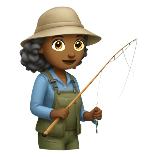 Woman fishing sticker