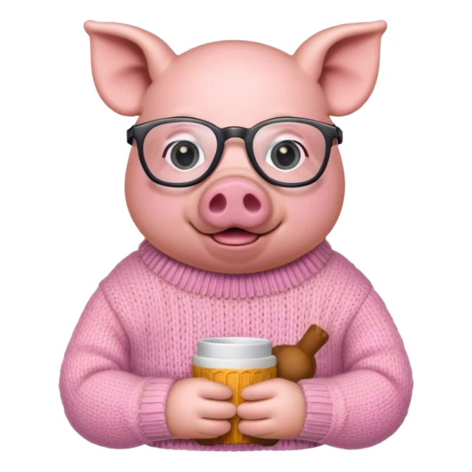 Pig wearing glasses and a sweater sticker