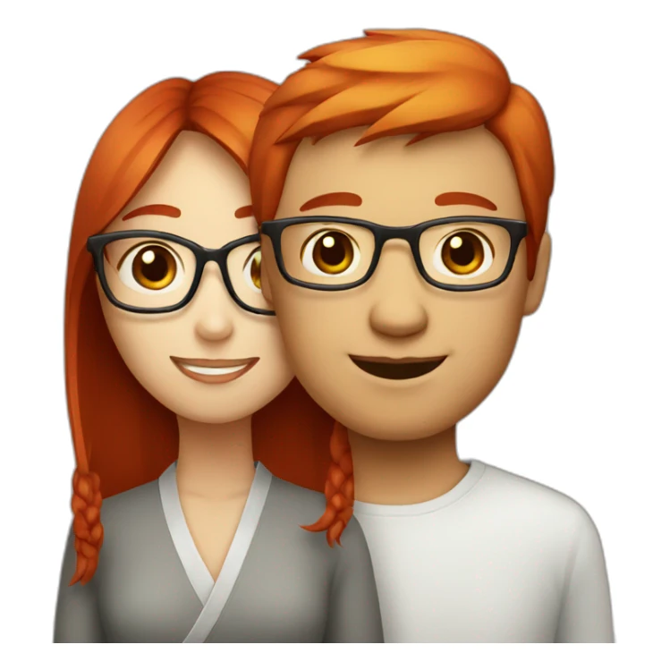 Red head girl and chinese man with glasses sticker