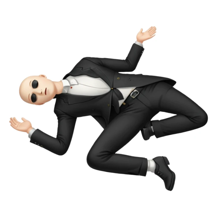 dead man full body with blazzer on floor with closed eyes sticker