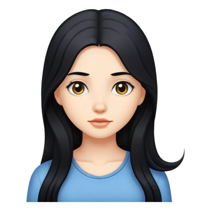 Girl with long hair black hair sticker
