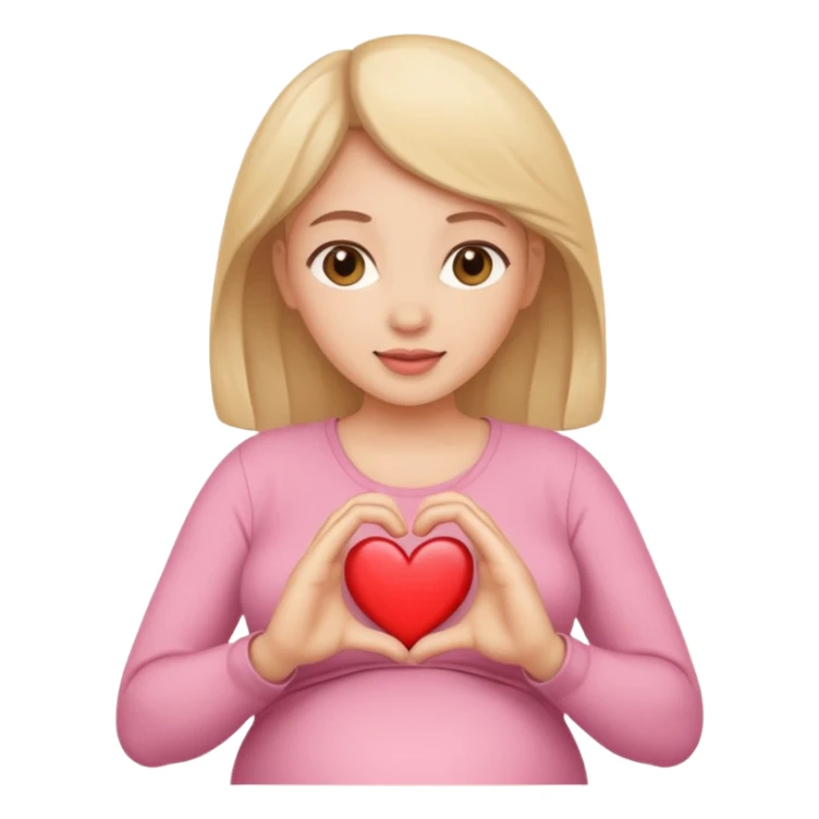 pregnant woman with heart hands sticker