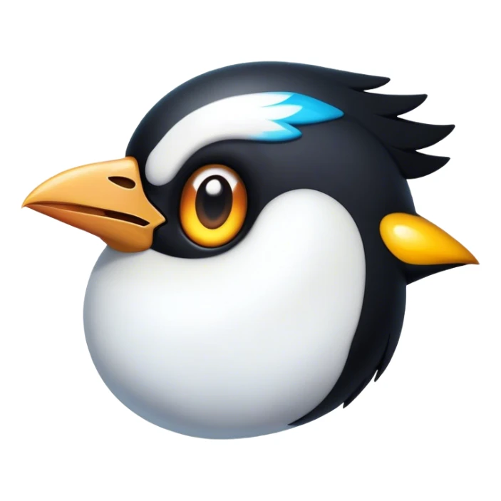 Cinematic Comical Magpie Portrait Emoji, Head tilted dramatically with an exaggeratedly shocked expression, featuring a vibrant, glossy form with wide, comically expressive eyes full of playful disbelief and a subtly animated beak, Simplified yet hilariously expressive features, highly detailed, glowing with a slightly sassy urban glow, high shine, dramatic yet playful, stylized with an air of cheeky mischief, soft glowing outline, capturing the essence of a meme-worthy magpie that looks ready to side-eye its way into viral fame! sticker