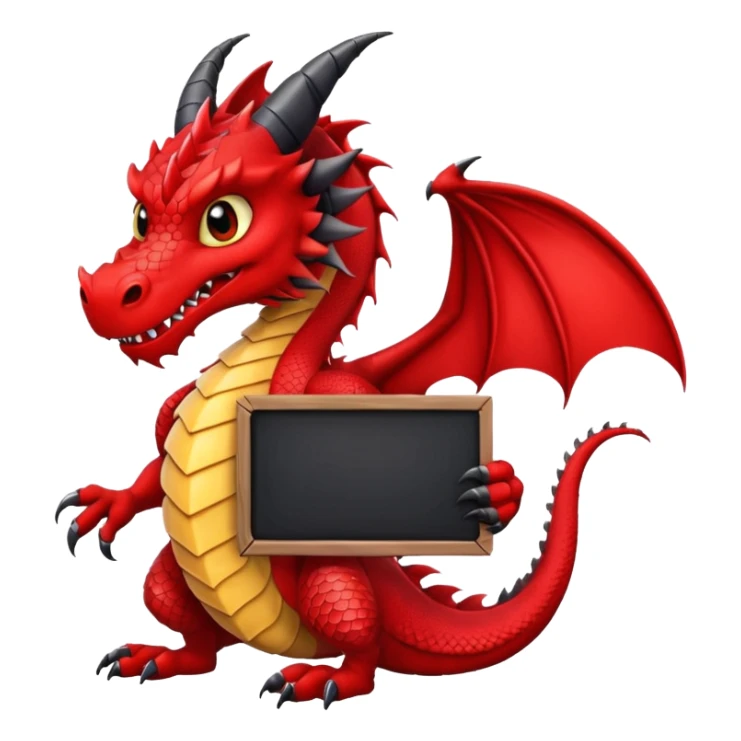 Black and red dragon holding large blank sign sticker