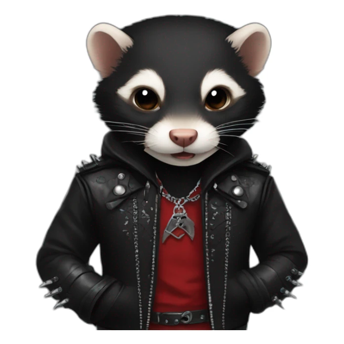 Red ferret wearing black gothic heavy metal clothing sticker