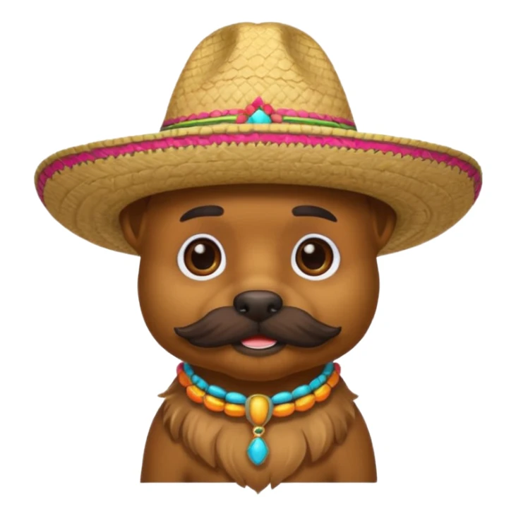 yorki wearing a mustache and mexican hat sticker