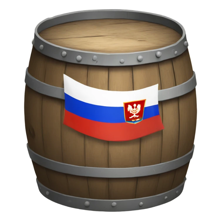 barrel of oil with russian flag sticker