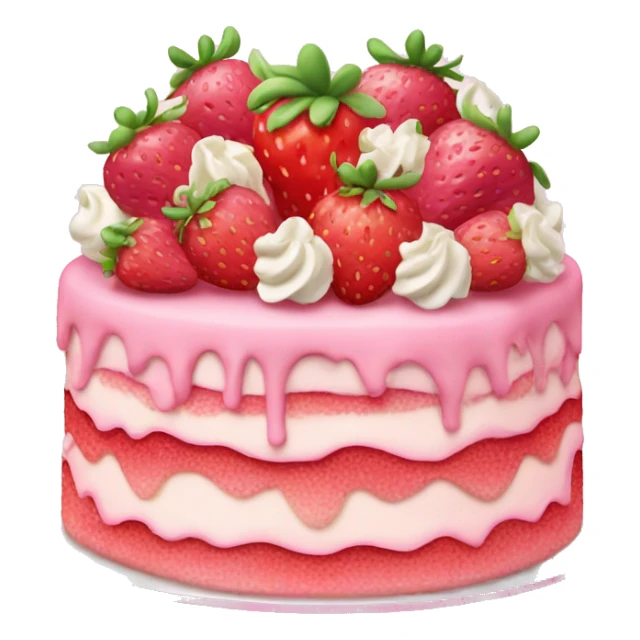 Pink strawberries and cream birthday cake  sticker