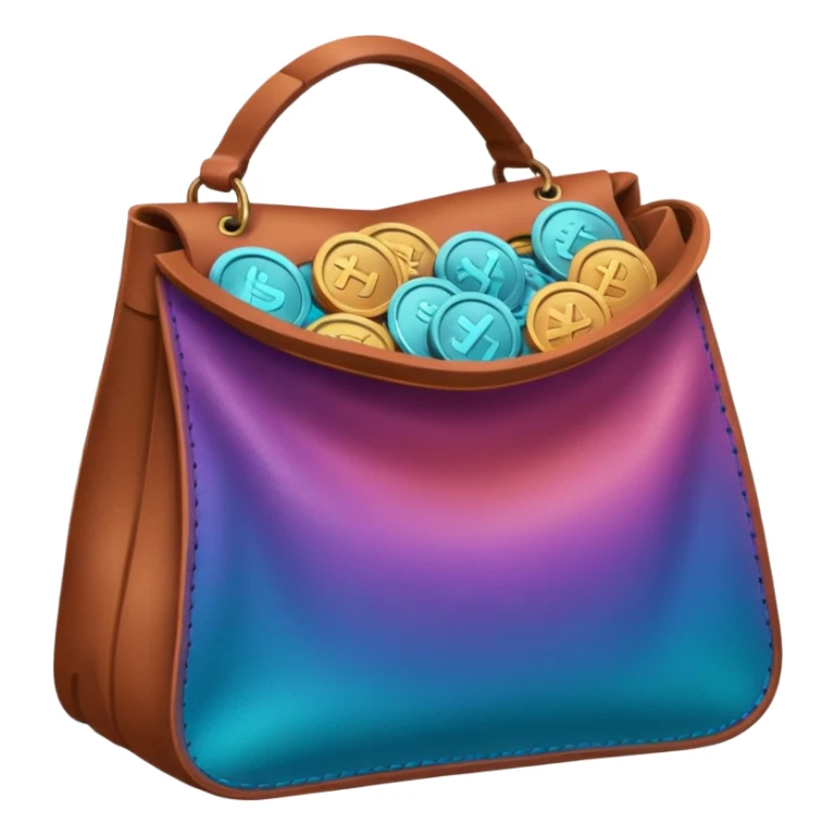 coins inside brown leather bag

Change coins color in in gradient of turquoise, blue, pink, purple, and coral sticker
