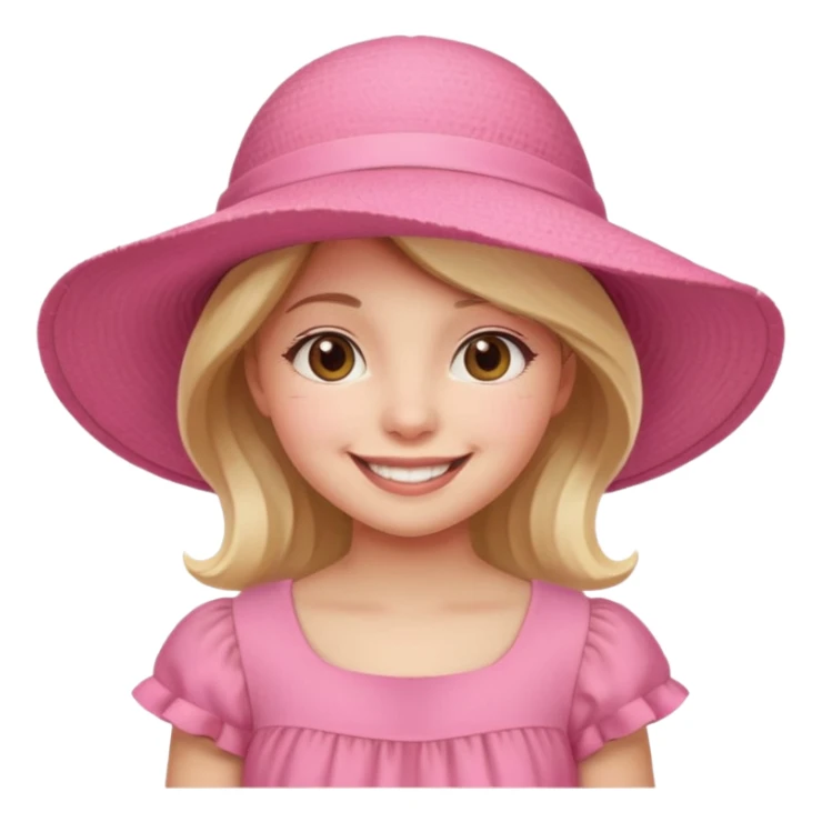 Girl in pink dress and sunhat smiling sticker