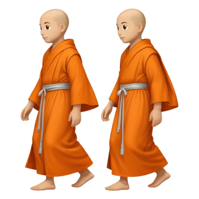 emoji of a monk walking, profile horizontal sticker