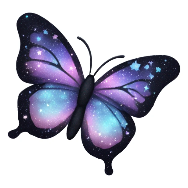 sparkly pastel black galaxy butterfly sticker