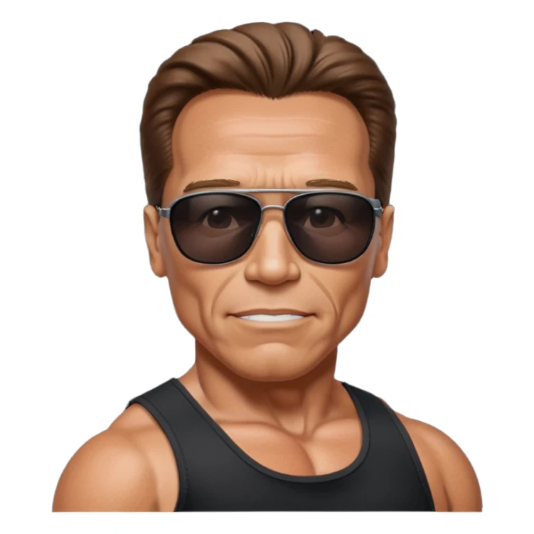 terminator shwartzneger only top in black galssess sticker