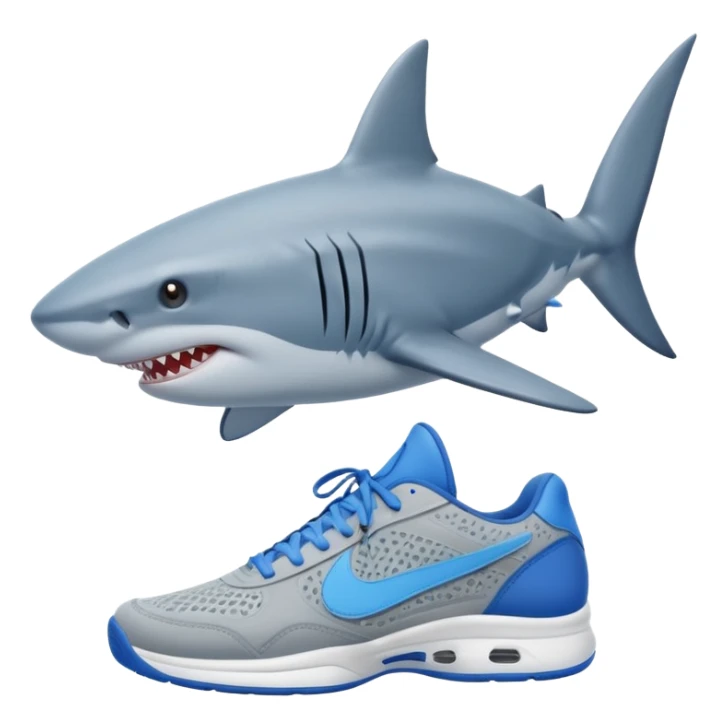 A shark with blue tennis sticker