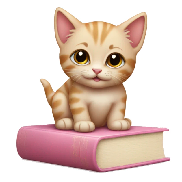 Kitten on top of a closed light pink book sticker