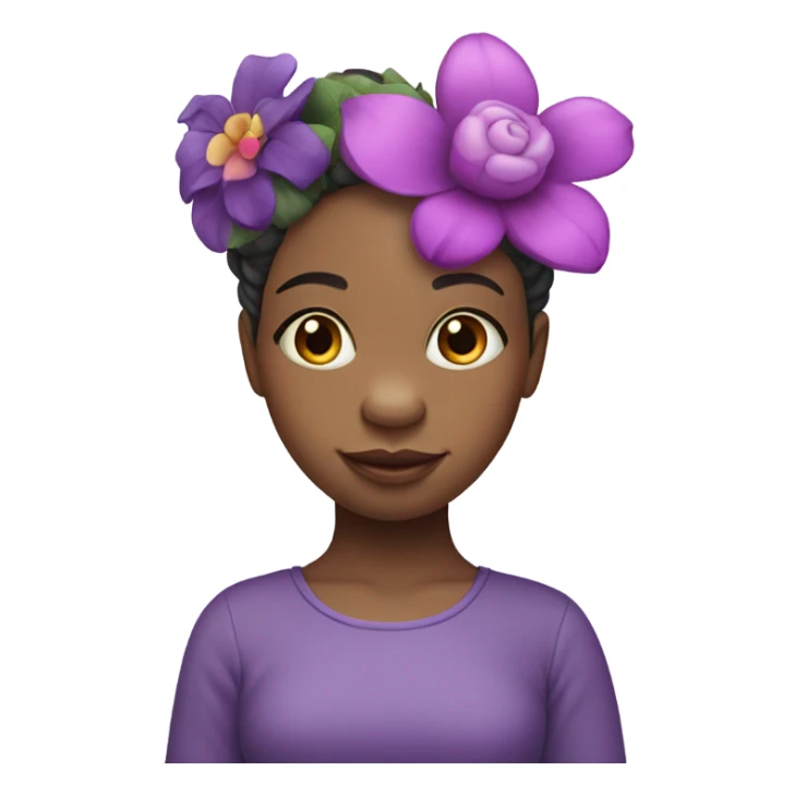purple hippo girl with a flower on her head sticker