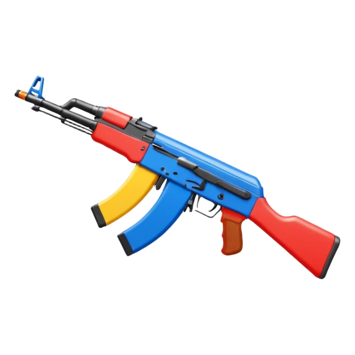 AK-47 assault rifle, simple and recognizable, bright colors, minimal detail sticker